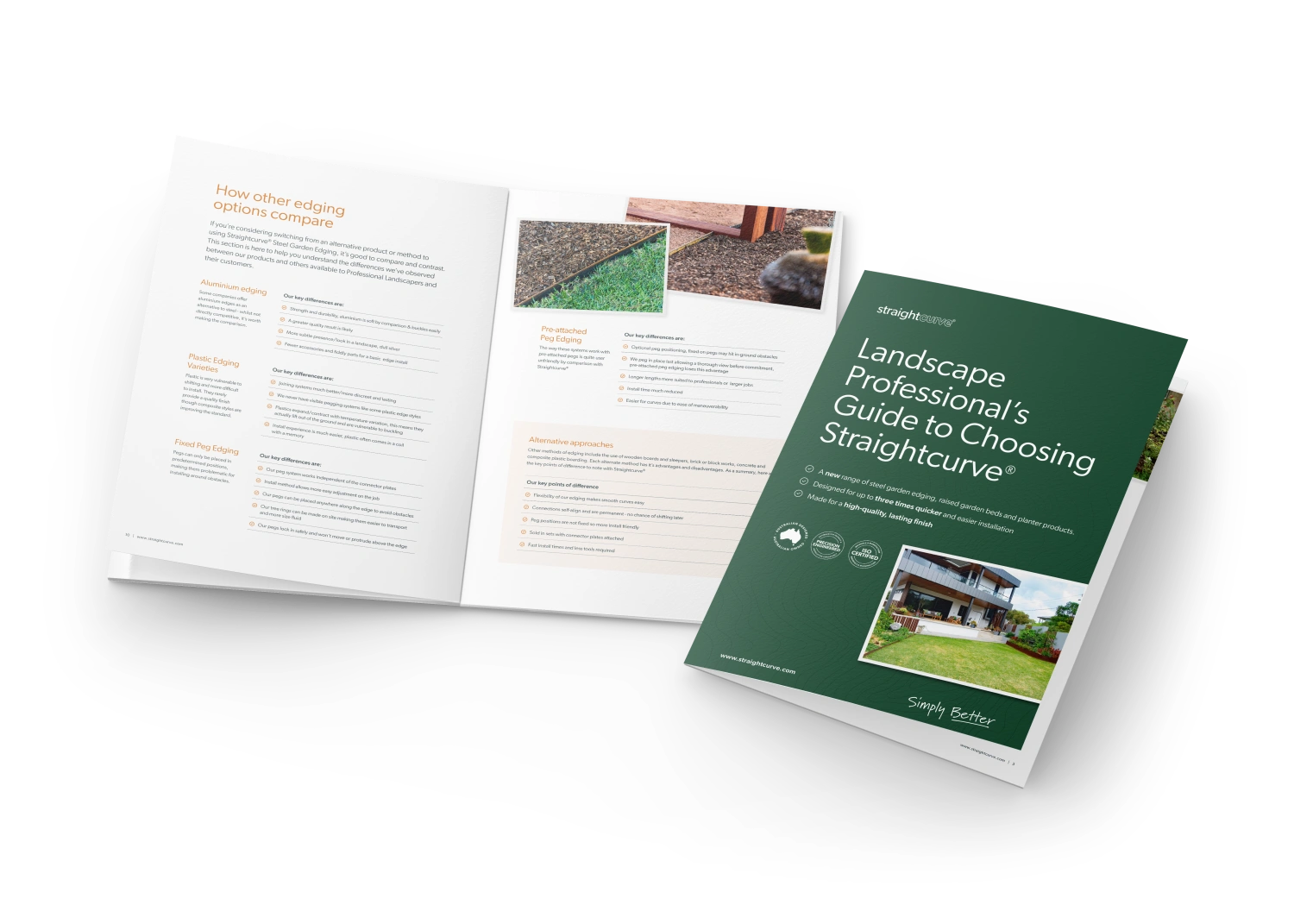 Thumbnail image of the Landscape Professionals Guide to Choosing Straightcurve - cover and inside spread