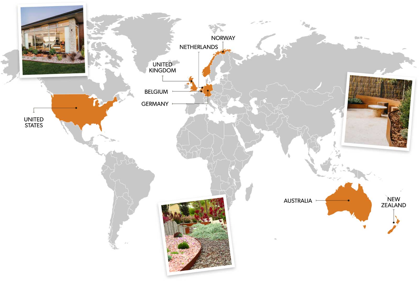 Map of World Showing Where Straightcurve Garden Edging Is Available