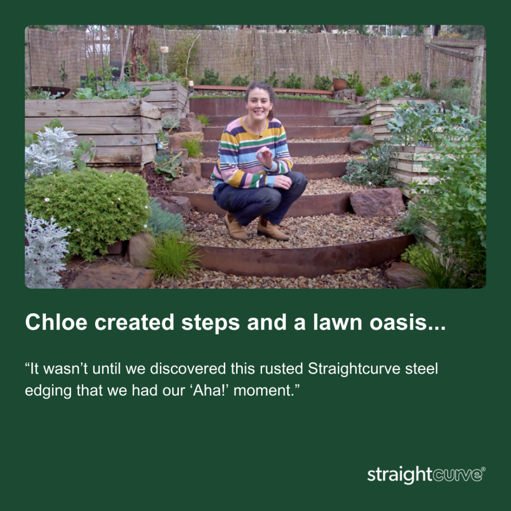 Sloping Garden Ideas - Chloe Thomson from Bean There Dug That - showing her garden steps