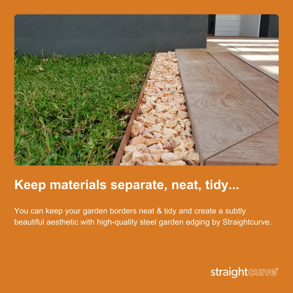 Steel Edging keeps landscaping materials neat and tidy