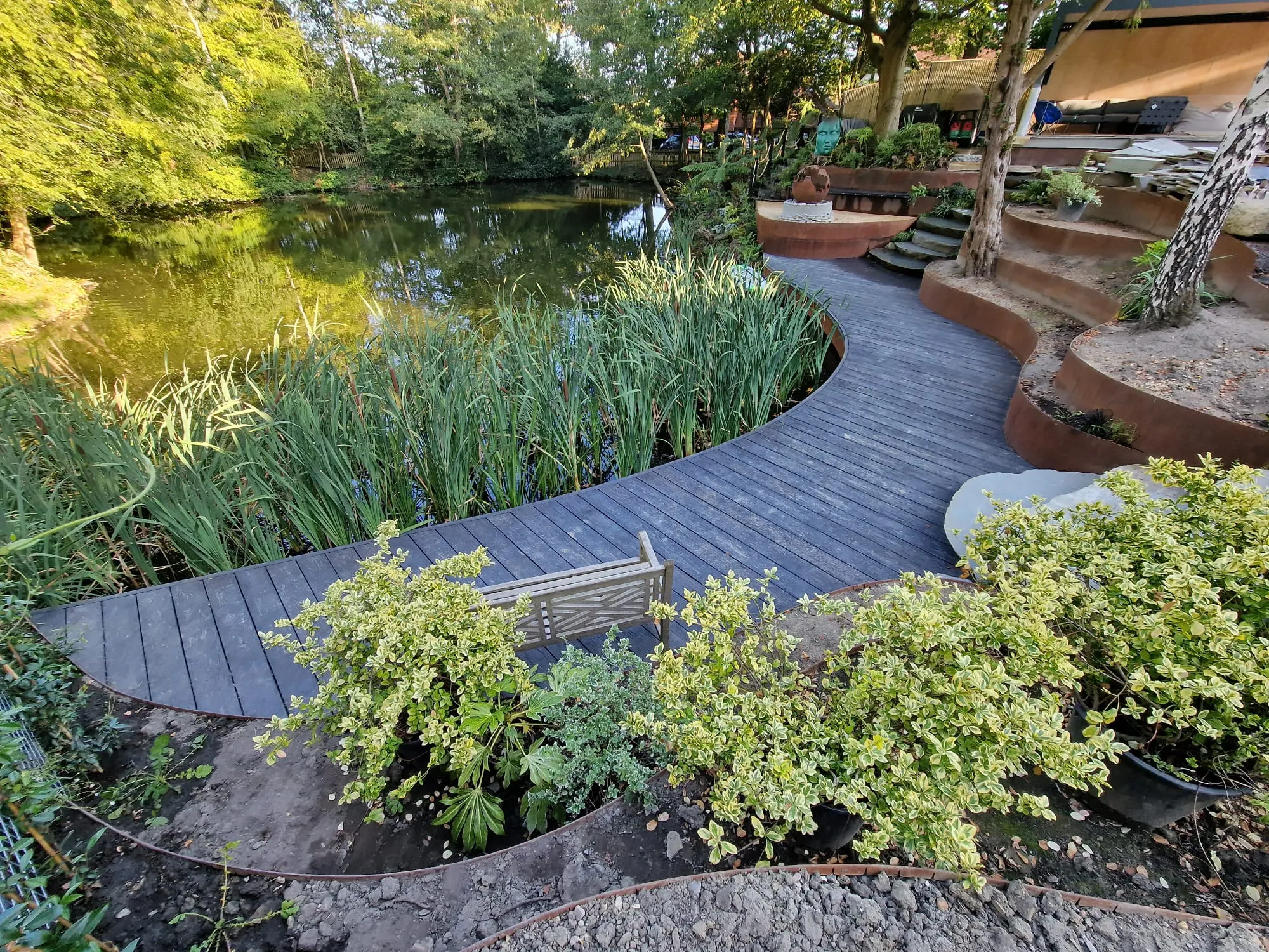 Retaining Wall Landscape Project Featuring Straightcurve - Designed by The 3D Gardener - Built by Inside Out Home Improvements Ltd