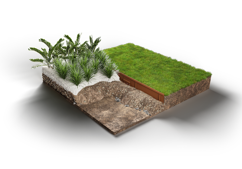 Straightcurve Rigid - Garden Edging - 100mm Rigidline - Installed Cross Section