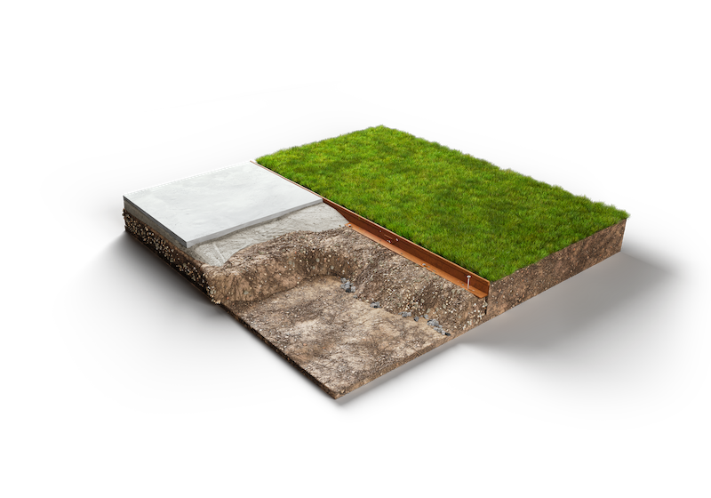 Straightcurve Zero-Flex - Garden Edging - 75mm Rigidline - Installed Cross Section