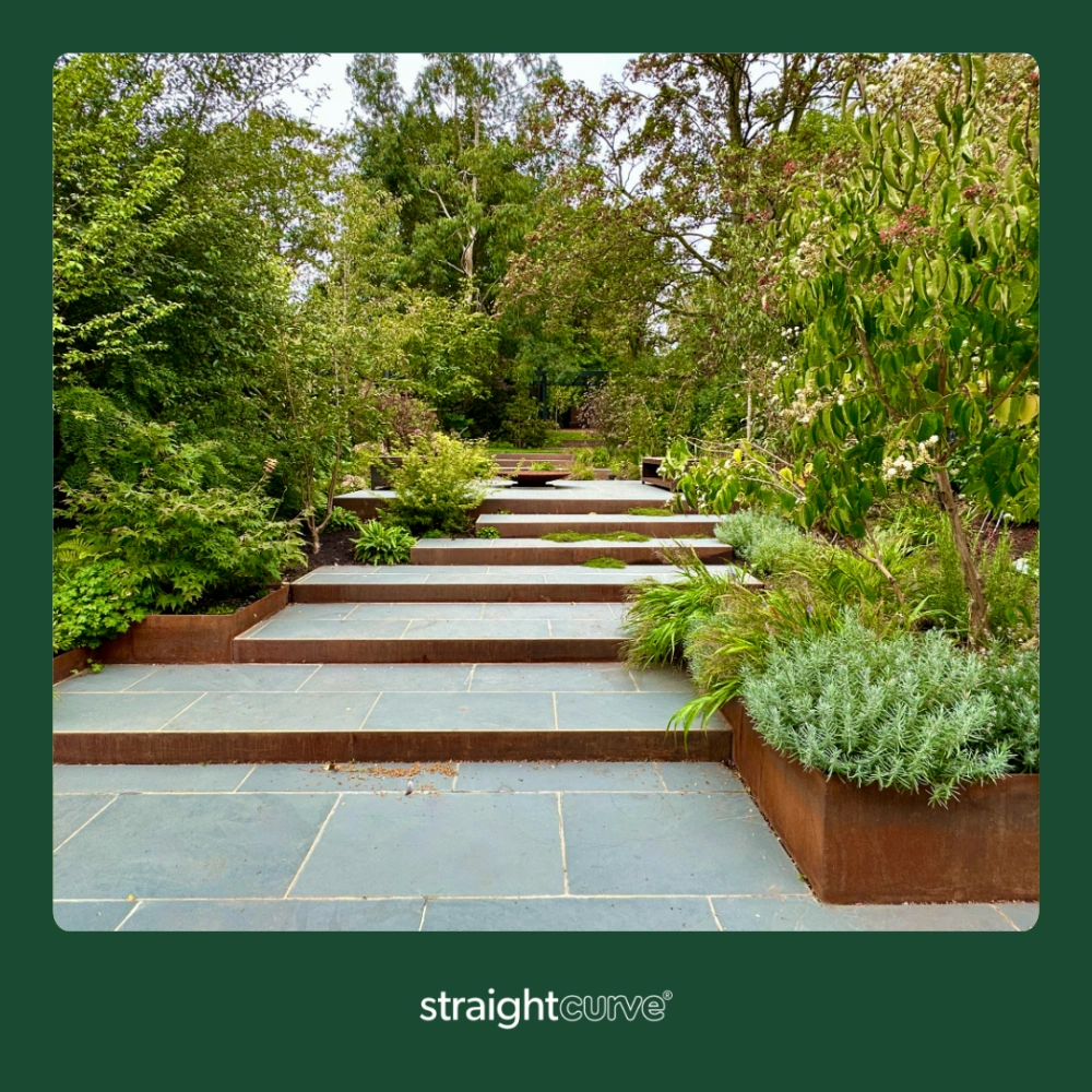 Building raised garden beds in the UK using Straightcurve Rigid steel panels, a clean, long-lasting result that requires no ongoing maintenance