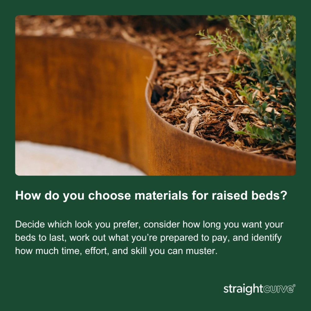 Choosing the right materials for raised garden beds, steel, timber, and other options compared for UK conditions