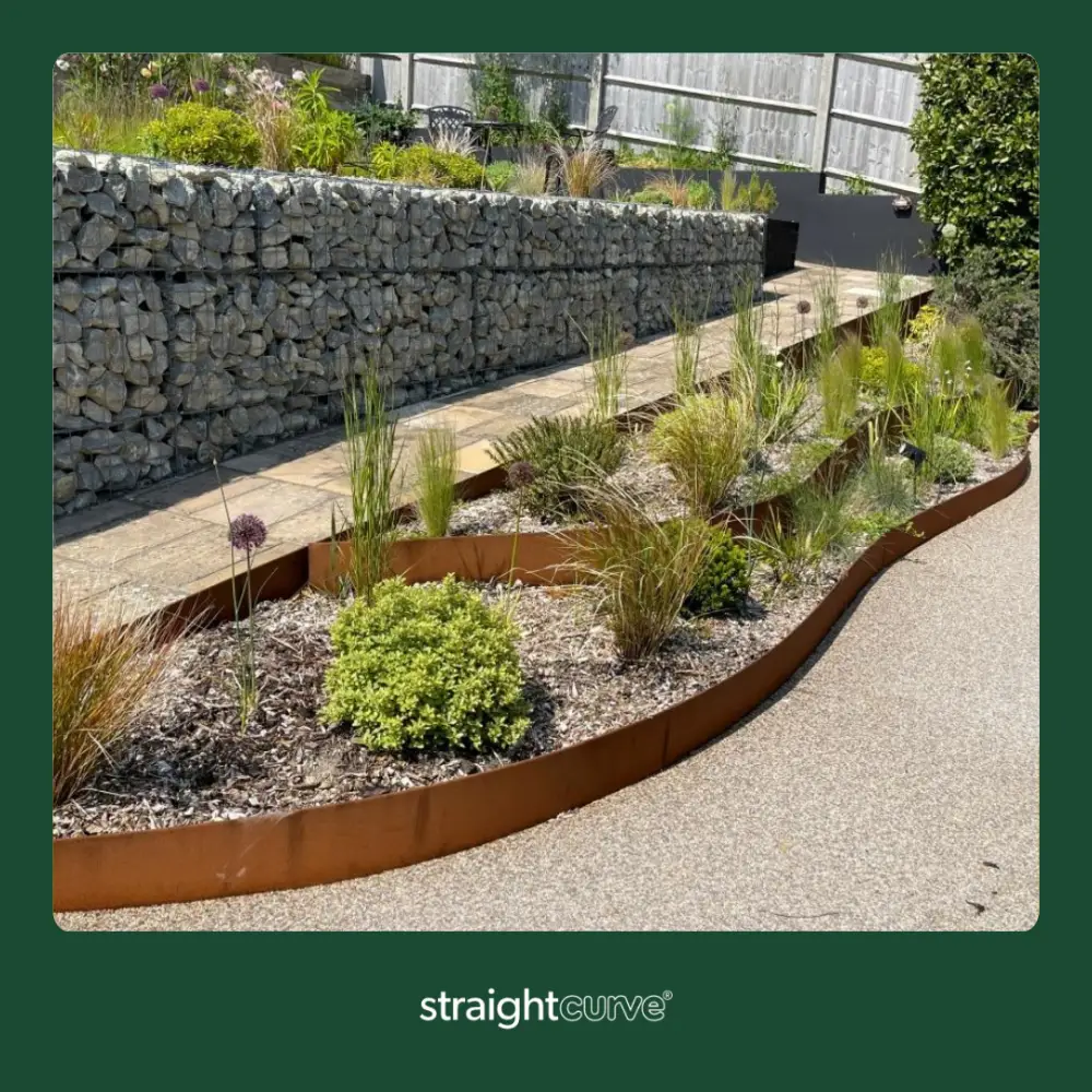 DIY steel planter box kit assembled in a UK garden, build your own at a fraction of the cost of bespoke