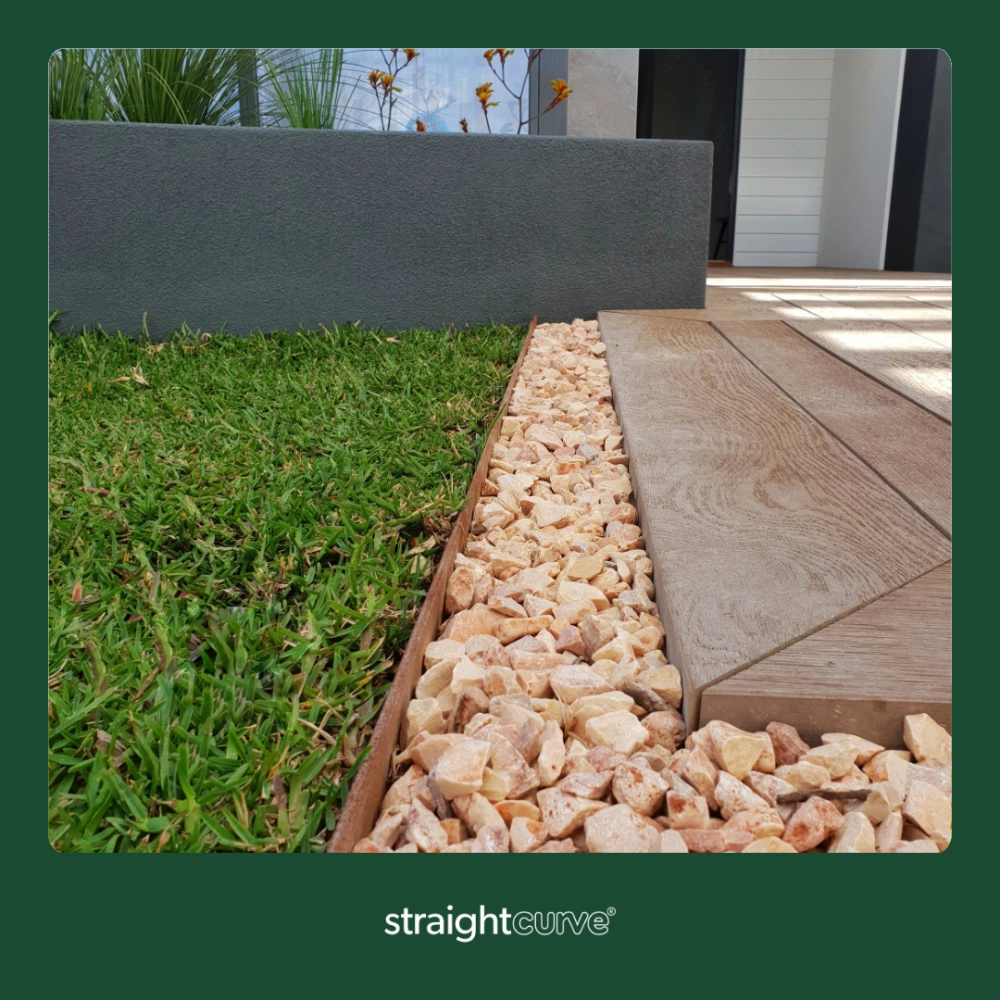 Rigid steel garden edging installed in a UK garden, the straightforward profile that most DIYers can tackle without professional help