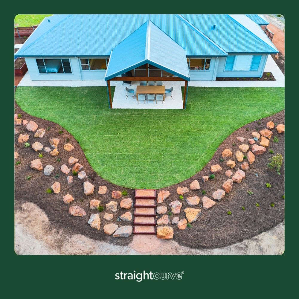 Weathering steel garden edging in a finished UK garden, whether you DIY or hire a landscaper, the right product is what makes it achievable