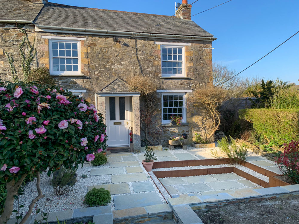 How a Cornish Landscaper Transformed a Small Front Garden with Weathering Steel Steps